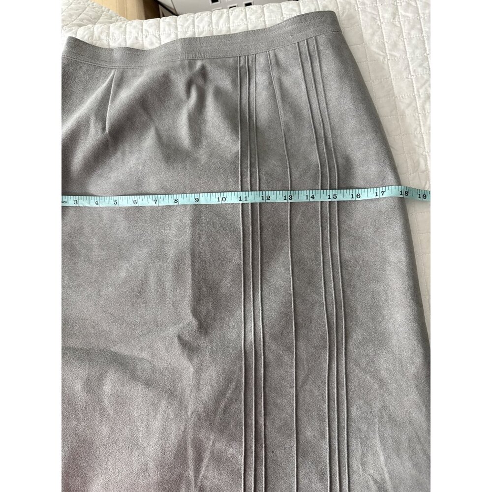 Vintage Yves St Simon Grey Suede Leather Skirt Suit  Two-Piece - Picture 10 of 16